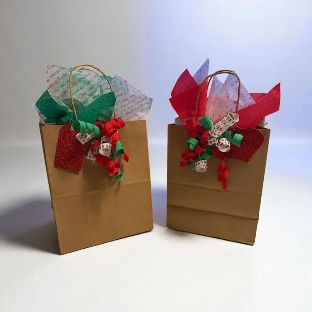 Set of 4 - Festive All in One Gift Bag Set- 4 Count